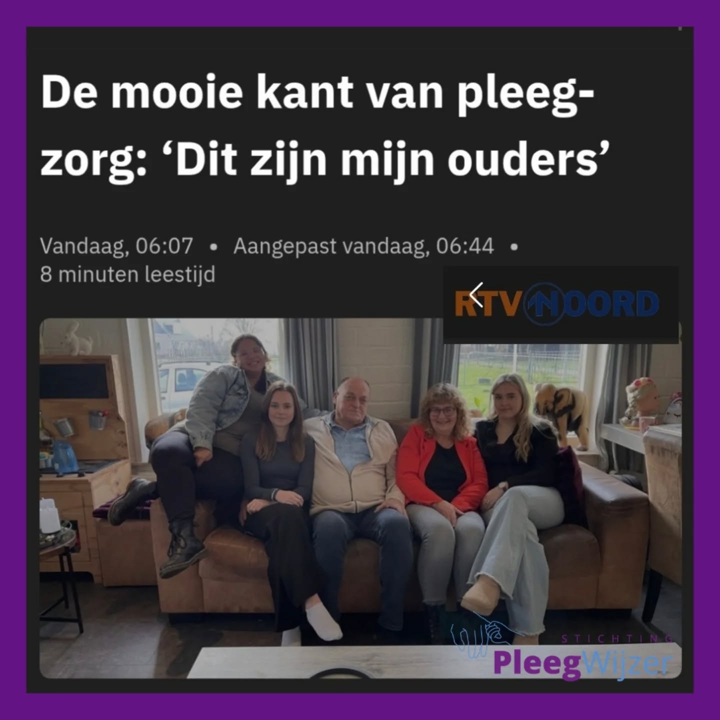 Laten we samen de mooie kant van pleegzorg belichten! 

We benaderden @rtvnoord met de vraag of zij met ons het positieve verhaal over pleegzorg willen delen. Lees het prachtige verhaal van een pleeggezin uit het noorden,  één van de vele en té mooi om niet te delen. 

Het hele verhaal lees je via de link in onze bio.

#Pleegzorg #pleegwijzer #StichtingPleegwijzer @pleegzorggroningen @pleegzorgdrenthe